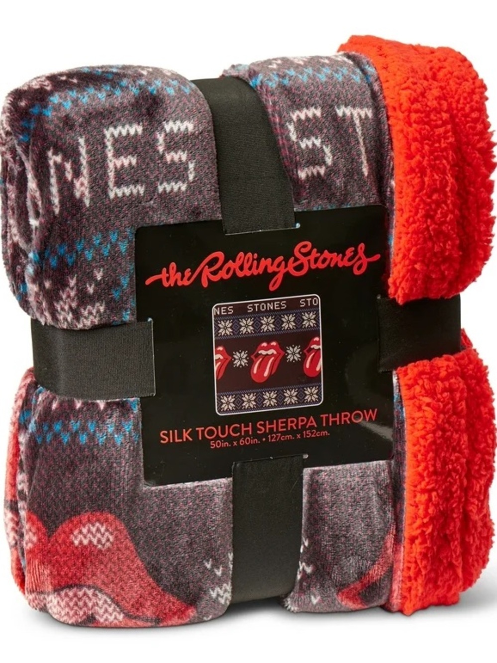 the Rolling Stones Silk Touch Faux Shearling Throw w/reverse Sherpa side NWT